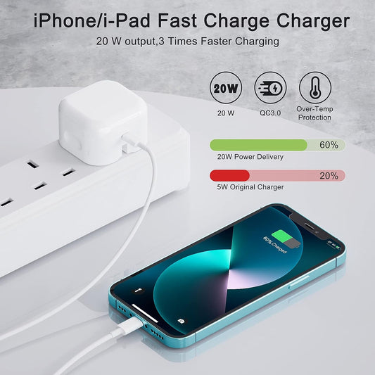 3 Pin 20w Fast Charging Adapter For Iphone With Cable