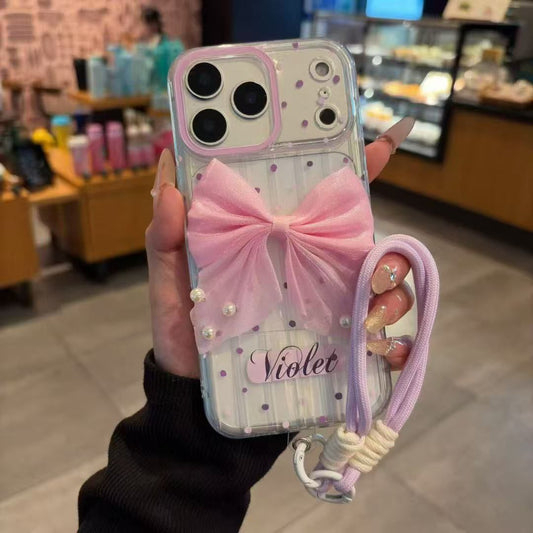 Elegant Boquet Bow Pearl Case With Chain 🎀