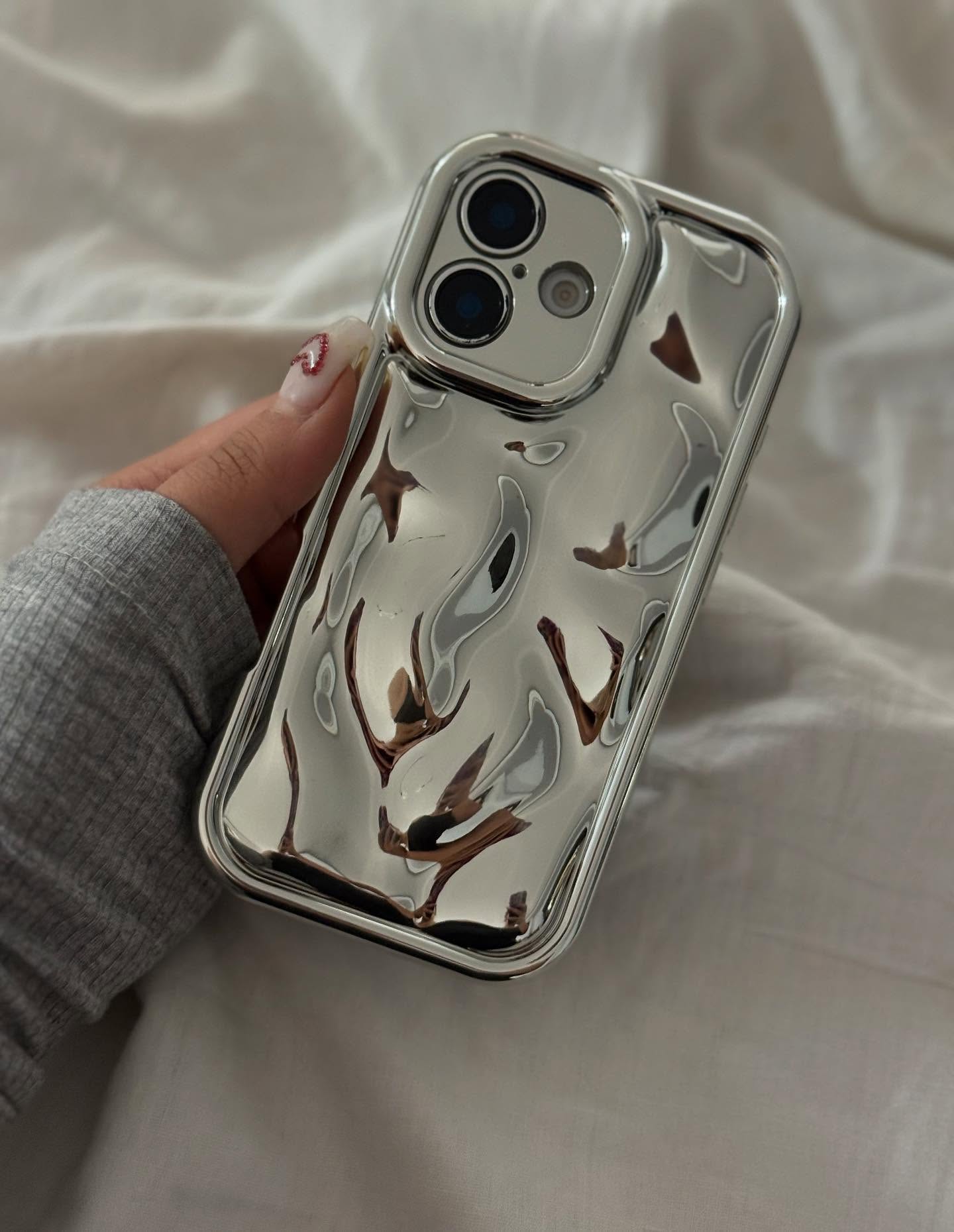 NEW Silver 🩶 Glossy Meteorite Soft Wavy Case