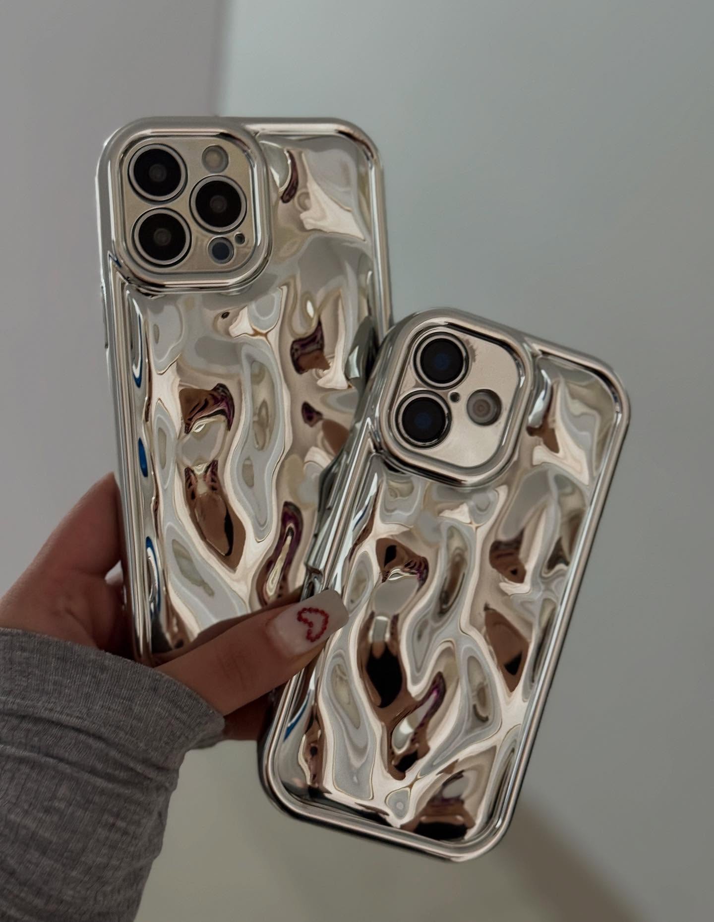 NEW Silver 🩶 Glossy Meteorite Soft Wavy Case