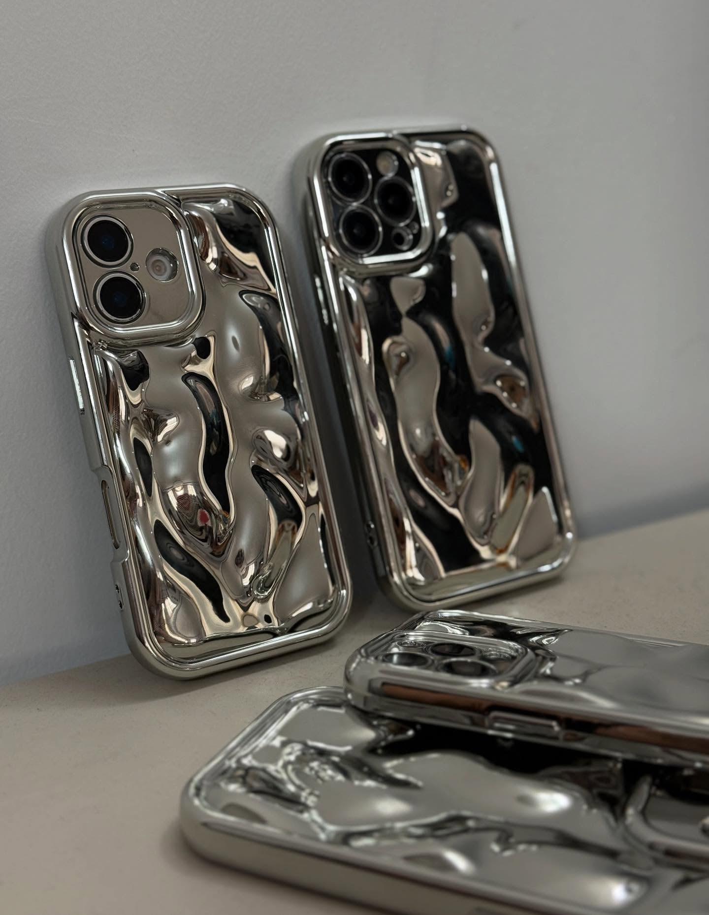 NEW Silver 🩶 Glossy Meteorite Soft Wavy Case