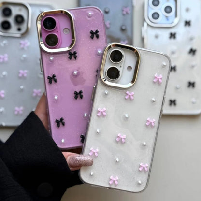 Pink Bow Crystal Shimmer Glittery Case 💗