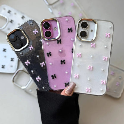 Pink Bow Crystal Shimmer Glittery Case 💗