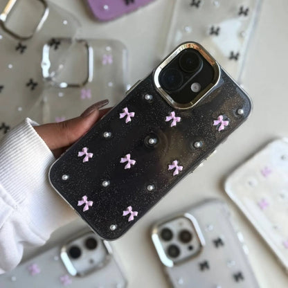 Pink Bow Crystal Shimmer Glittery Case 💗