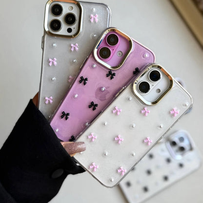 Pink Bow Crystal Shimmer Glittery Case 💗