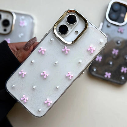 Pink Bow Crystal Shimmer Glittery Case 💗