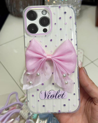 Elegant  Boquet Bow Pearl Case With Chain 🎀
