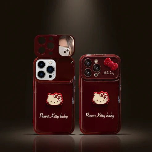 Trendy Wine Hello Kitty Case With Lanyard 🍷